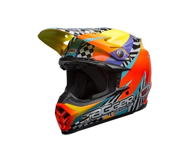 CASQUE CROSS BELL MOTO-9 TAGGER BREAKOUT ORANGE/YELLOW BRILLANT