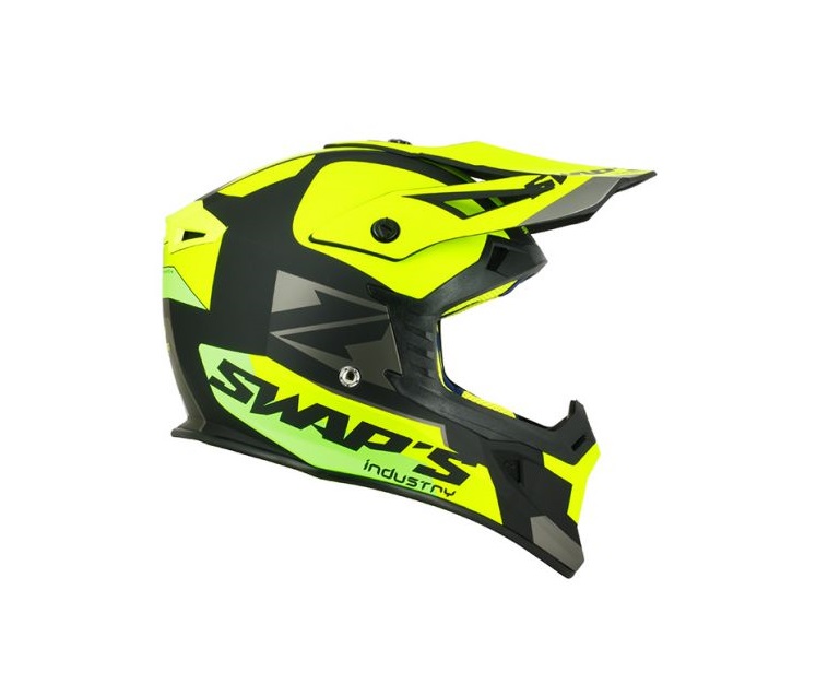 CASQUE CROSS SWAPS BLUR S818 NOIR/JAUNE FLUO/VERT MAT