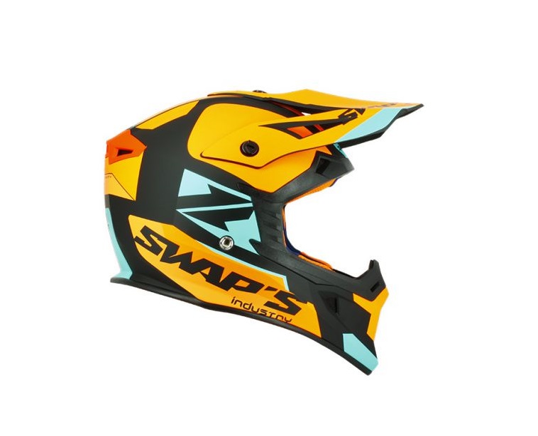 CASQUE CROSS SWAPS BLUR S818 NOIR/ORANGE/BLEU MAT