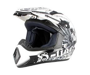 CASQUE CROSS S-LINE S813 SKELETON NOIR/BLANC BRILLANT