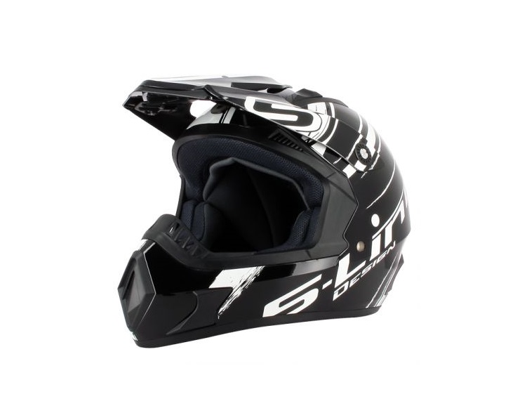 CASQUE CROSS S-LINE S813N NOIR DECO BLANCHE