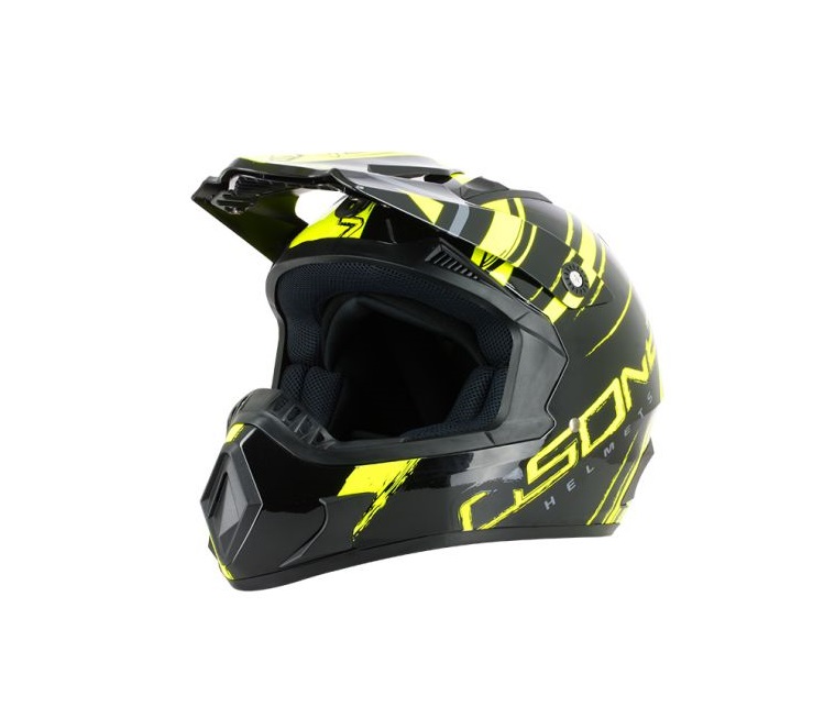 CASQUE CROSS/ENDURO OSONE S813N PADDOCK NOIR & JAUNE FLUO