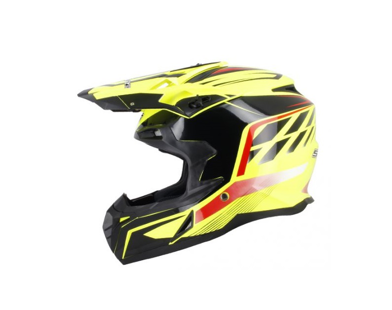 CASQUE CROSS S-LINE S820 JAUNE DECO NOIRE