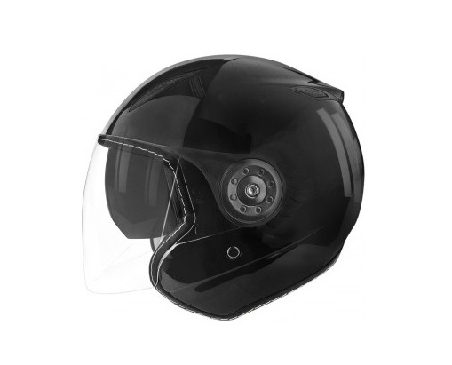 CASQUE JET TNT AERO DOUBLE ECRAN NOIR BRILLANT UNI (INTERIEUR NOIR)