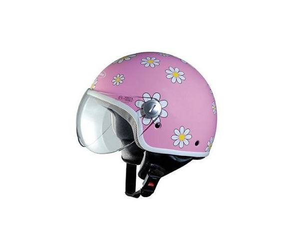 CASQUE DEMI-JET TECHNO FLOWERS ROSE