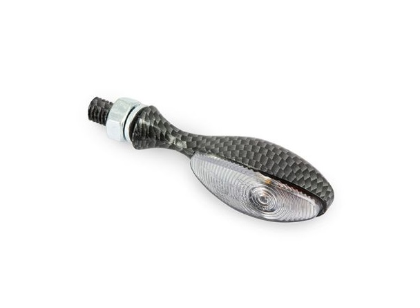 MINI CLIGNOTANT HOMOLOGUE ULTRA FIN ACIER CARBONE 12V 6W LA PAIRE