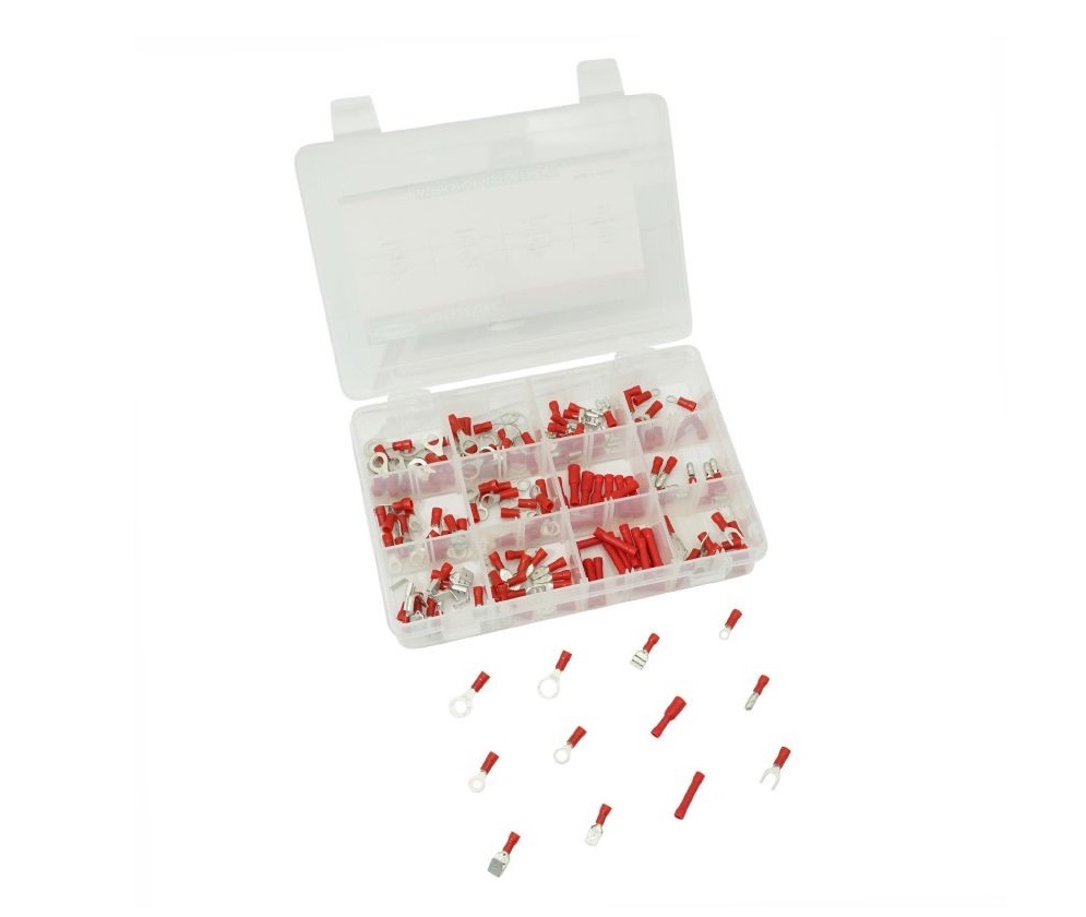 COFFRET ASSORTIMENT DE 165 COSSES ELECTRIQUES PRE-ISOLEES ROUGES