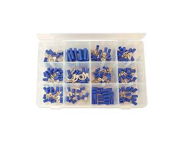 COFFRET ASSORTIMENT DE 165 COSSES ELECTRIQUES PRE-ISOLEES BLEUES