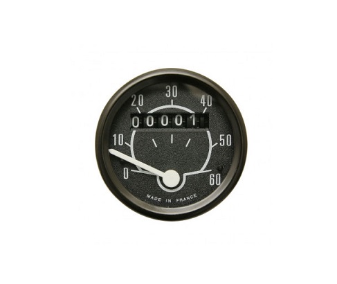 COMPTEUR DE VITESSE ROND NOIR CYCLO DIAMETRE 48MM 0-60 KM/H AVEC SUPPORT