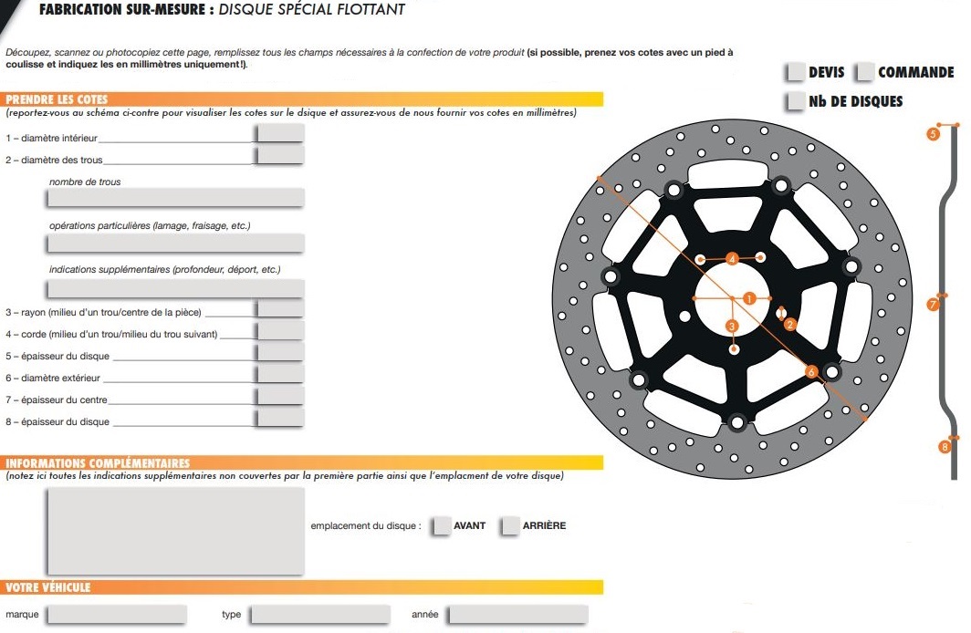 DISQUE DE FREIN FLOTTANT SUR MESURE FRANCE EQUIPEMENT