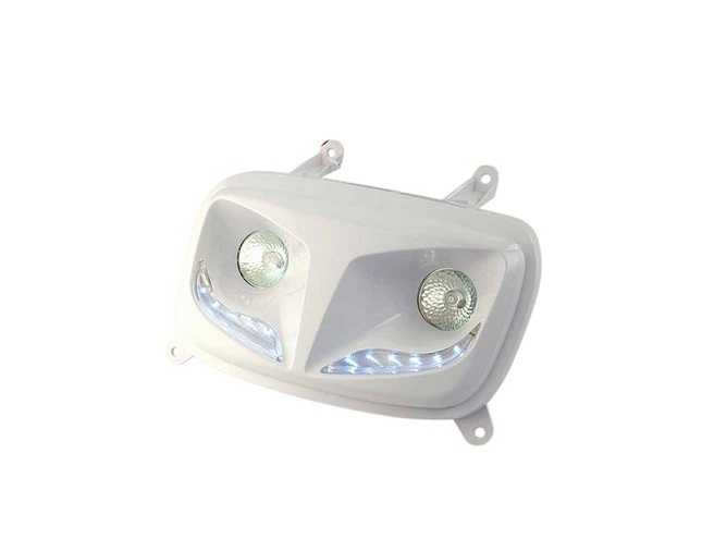 DOUBLE OPTIQUE BLANC R8 EYELIGHT AVEC LEDS BLEUES TUNR MBK / YAMAHA 50 BOOSTER / BWS A PARTIR DE 2004