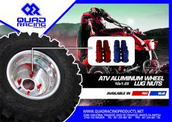 KIT 8 ECROUS DE ROUE ANODISE BLEU OU ROUGE POUR QUAD PAS 10 X 125