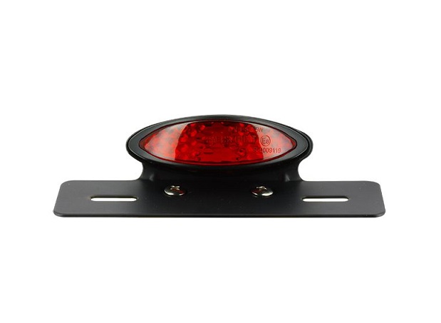 FEU ARRIERE OVAL LED AVEC CABOCHON ROUGE ET SUPPORT DE PLAQUE