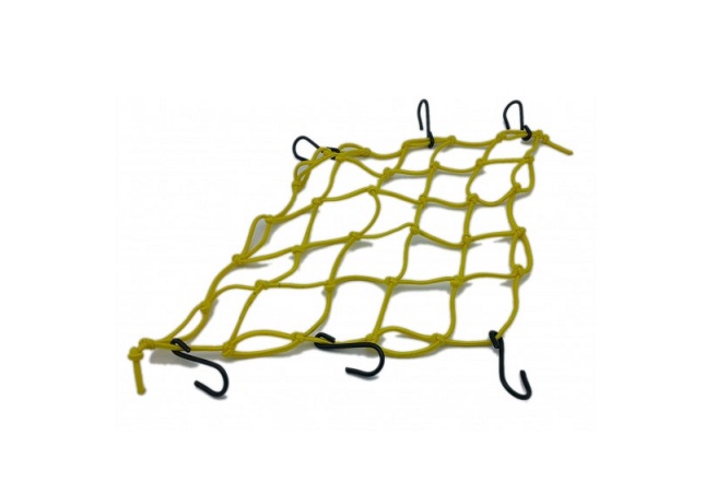 FILET ARAIGNEE CASQUE OU BAGAGE JAUNE 6 CROCHETS 40 x 40CM  