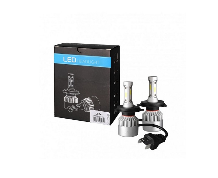 AMPOULE PHARE H4 LED HEADLIGHT - 8000 LUMENS - 6500K - SYSTEME CANBUS - DIODE COB - NOYAU ALUMINIUM - VENTILATEUR INTEGRE PACK DE 2 AM.9187