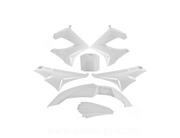 KIT CARROSSERIE BLANC 7 PIECES DERBI 50 SENDA R / SM / XTREM / XRACE 2000-2008 / SENDA DRD 2000-2005