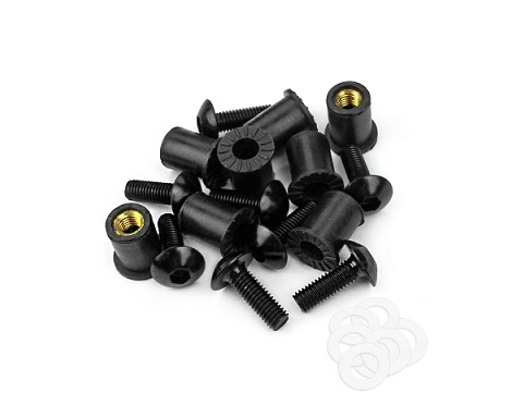 KIT VISSERIE BULLE DE MOTO NOIR 8 PIECES