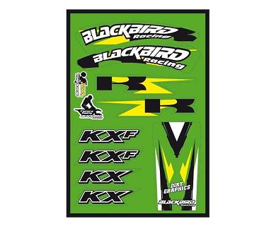 KIT STICKERS VERTS BLACKBIRD RACING (GRAPHIC 2007) POUR KX-KXF