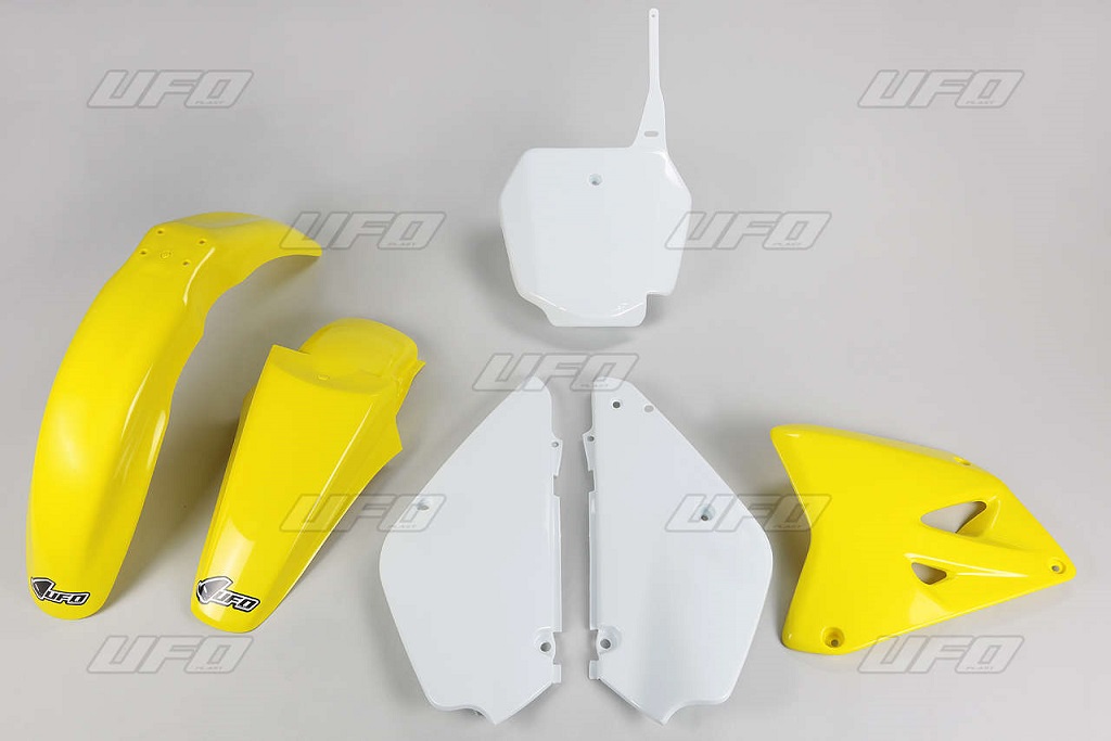 KIT PLASTIQUES COULEUR ORIGINE JAUNE/BLANC UFO SUZUKI 85 RM 2000-2016