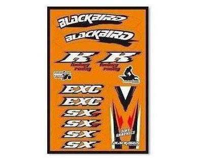 KIT STICKERS ORANGES BLACKBIRD RACING (GRAPHIC 2007) POUR SX/EXC 