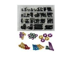 KIT VISSERIE ALU ANODISE NOIR/ROUGE/BLEU/OR/CHROME 150 PIECES