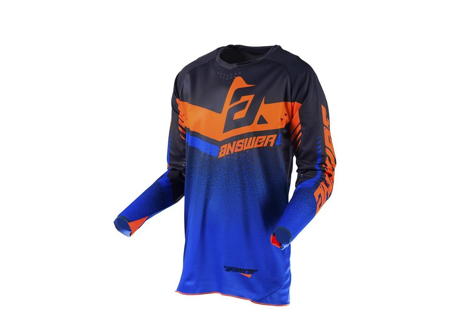 MAILLOT CROSS ANSWER TRINITY NOIR/COBALT/ORANGE FLUO