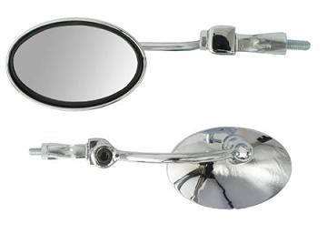 RETROVISEUR UNIVERSEL HIGHWAY OVAL CHROME REVERSIBLE EMBOUT DE GUIDON 