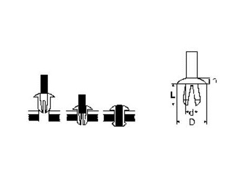 RIVET A EXPANSION DIAMETRE DU TROU 3.2MM PLASTIQUE NATUREL