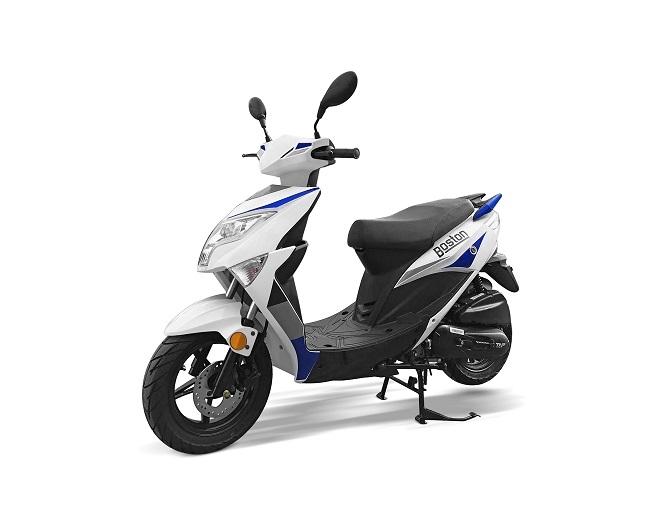 SCOOTER TNT MOTOR BOSTON 4 TEMPS 50CC 12 POUCES BLANC/BLEU EURO5